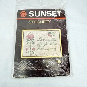 Sunset Stitchery Live A Little Embroidery Needlepoint Kit #748 Hearts VTG 1984